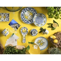 Ensemble Excelsa de 6 assiettes de service en céramique Amalfi 26x3x16cm, vaisselle jaune, fabriqué en Chine