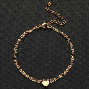 Hot Sale Temperamento Ins Estilo Lantejoula Cadeia Tornozeleiras Para As Mulheres Amor Pingente Moda Aço Inoxidável Praia Pé Jóias