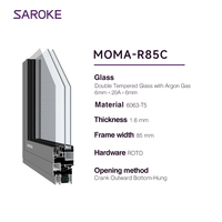 Ventanas Abatibles de Aluminio Gris 6063 T5 Impermeables para Casa con Manivela