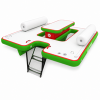 Plateforme flottante gonflable commerciale avec table et échelle pour lac, plage, complexe hôtelier, club nautique