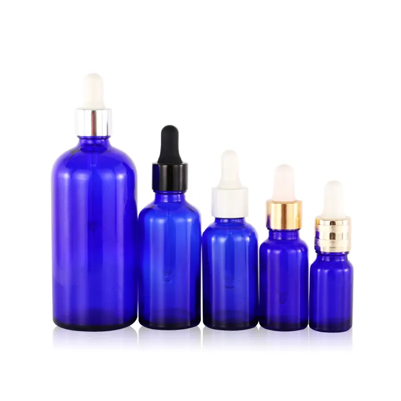 Botol Tetes Minyak Esensial Kosmetik Kaca Biru Kobalt, 10Ml 20Ml 30Ml 50Ml 150Ml