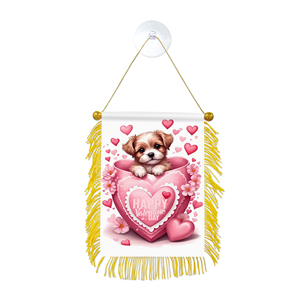Mini-drapeaux de voiture 10x15cm pour la Saint-Valentin, à suspendre à la fenêtre avec ventouse - Product Image 1