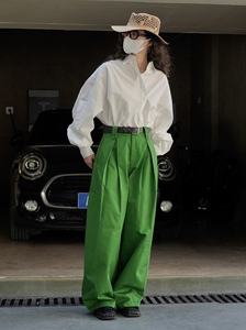 Primavera nuevo estilo coreano estilo yuppie desplazamientos cintura alta pantalones de pierna ancha sueltos adelgazantes pantalones casuales crujientes para mujeres - Product Image 3