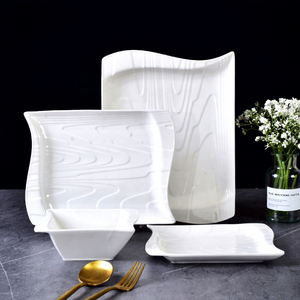 Eco-Friendly Elegant American Style White Ceramic Dinner <strong>Plate</strong> <strong>Creative</strong> Irregular Western Food Salad Steak Soup <strong>Plate</strong> for Party - Product Image 1