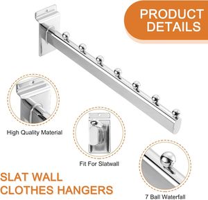 Customize 19mm Round Tube 5 Balls Clothing <b>Hooks</b> Slatwall Metal Slotted Wall <b>Hook</b> for Mdf - Product Image 3