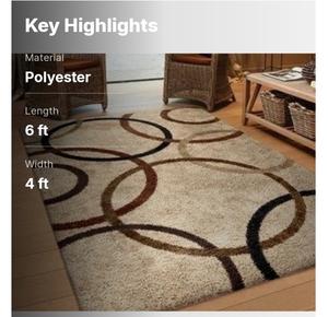 Tapis de sol élégant et écologique en polyester/coton anti-bactérien pour salon, chambre, bureau, maison, zone de séjour, doux et stylé - Product Image 2