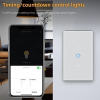 Interruptor inteligente de atenuación duradero de 220 V y 10 A para el hogar inteligente de EE. UU., regulador de luz LED con control remoto WiFi Smart Life para interruptor de pared de PC de vidrio templado