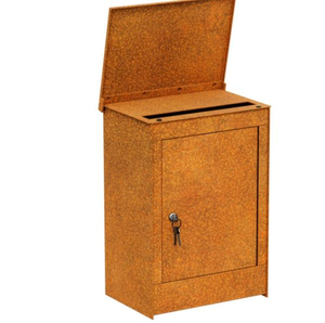 <b>Modern</b> Residential Outdoor Garden Metal Mailbox Vintage Style Corten Steel Waterproof Freestanding Letter <b>Box</b> - Product Image 6