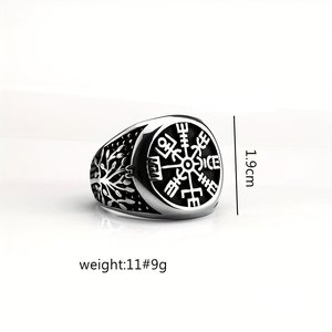 yunnique Men's Stainless Steel Ring With Tree Of Life Design Hip Hop Style Round Geometric Pattern Gift Jewelry - Product Image 5