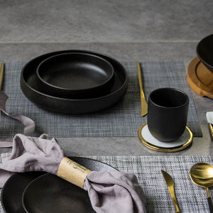 Piatto Rotondo <span class=keywords><strong>in</strong></span> Gres Effetto <span class=keywords><strong>Ghisa</strong></span> Nero per Ristoranti, Hotel e Casa <span class=keywords><strong>in</strong></span> Stile Giapponese - Product Image 6