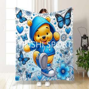 カスタマイズされたベストセラーの黄色いクマのふくらんでいる毛布フランネルフリース旅行投げ子供漫画のベッド毛布 - Product Image 2