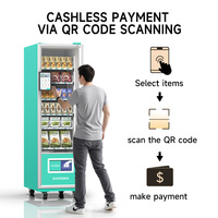 Máquina Expendedora Automática de Bebidas y Snacks con Pantalla Táctil Externa de 10 Pulgadas, 36 Compartimentos, Sistema de Resorte, Pago por Código QR y Refrigeración por Compresor