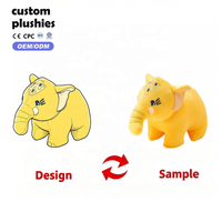 Peluche éléphant style thaïlandais jaune vif, brodée, coussin de sommeil pour enfants, cadeau d'anniversaire pour enfants