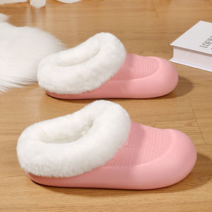 Hombres 2025 Otoño/Invierno interior cálido acogedor casa <span class=keywords><strong>Zapatos</strong></span> nueva llegada de algodón para zapatillas de suela gruesa EVA Slip-On diseño para parejas - Product Image 1