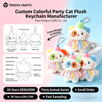 OEM ODM Personnalisé Adorable Chaton Clown aux Yeux Étranges de Cirque, Breloque en Peluche, Pendentif de Sac, Porte-clés, Accessoire de Poupée, Vente en Gros