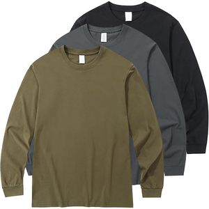T-shirt à manches longues pour homme FOXA, col rond, 100% coton, respirant, uni - Product Image 1