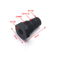 Adaptor Filter Oli Otomotif Seri JXSS015 3-in-1 Baru 1/2-28 5/8-24 Female 3/4-16 13/16-16 3/4NPT Male Hitam Anodized