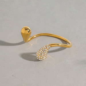 2025 Aretas Bold Chunky Brazalete de mujer 18K Chapado en oro 316L Acero inoxidable Zircon Water Drop Cuff Chic Regalos de joyería de moda - Product Image 3