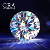 Certificat GRA Vente en gros Pierres de Moissanite créées en laboratoire, 1 carat, non montées, 6,5 mm, clarté VVS1, excellente taille, finition polie, jeu de couleurs/effet de feu