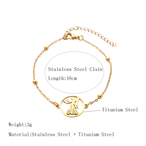 Bracciale Artigianale Placcato Oro a Forma di Pesce, Aragosta e Granchio, Impermeabile in Acciaio Inox con i Dodici Segni Zodiacali - Product Image 5