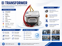 Transformador de Potencia Personalizado EI 66x36 220v 12v 50hz 3a