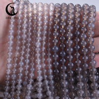 Zhe Ying 6mm 8mm 10mm Runde Natursteinperlen aus Grauem Achat, Heilkristall Lose Edelsteinperlen