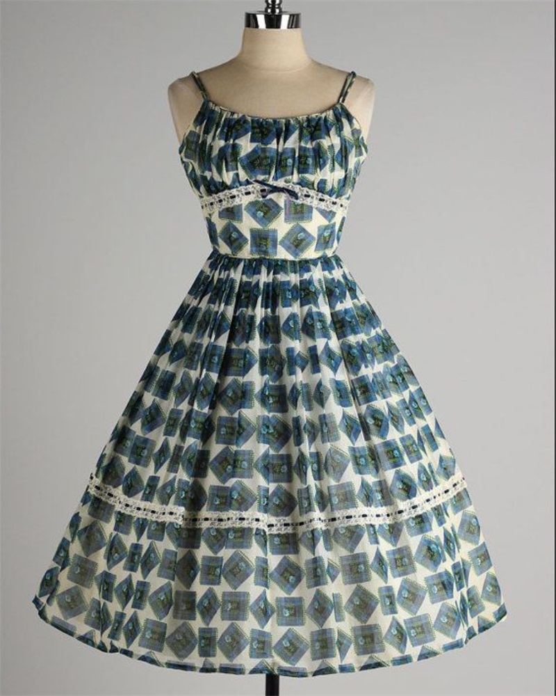 Custom High Quality Printed Design Vintage Dress