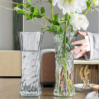 Vase à fleurs en verre transparent nordique cylindrique moderne de 30cm pour décoration de salon et table à manger