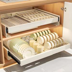 Metallo estraibile sotto il lavandino portabotteria scalabile Escurridor De Platos Box portaposate <span class=keywords><strong>porta</strong></span> <span class=keywords><strong>porta</strong></span> tazze - Product Image 1