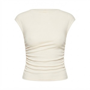 Camiseta de Manga Corta con Logo Personalizado <span class=keywords><strong>para</strong></span> Mujer, Blusa Elegante Informal de Corte Holgado, Blusa Suave y Moderna <span class=keywords><strong>para</strong></span> Damas, Venta al por Mayor - Product Image 3