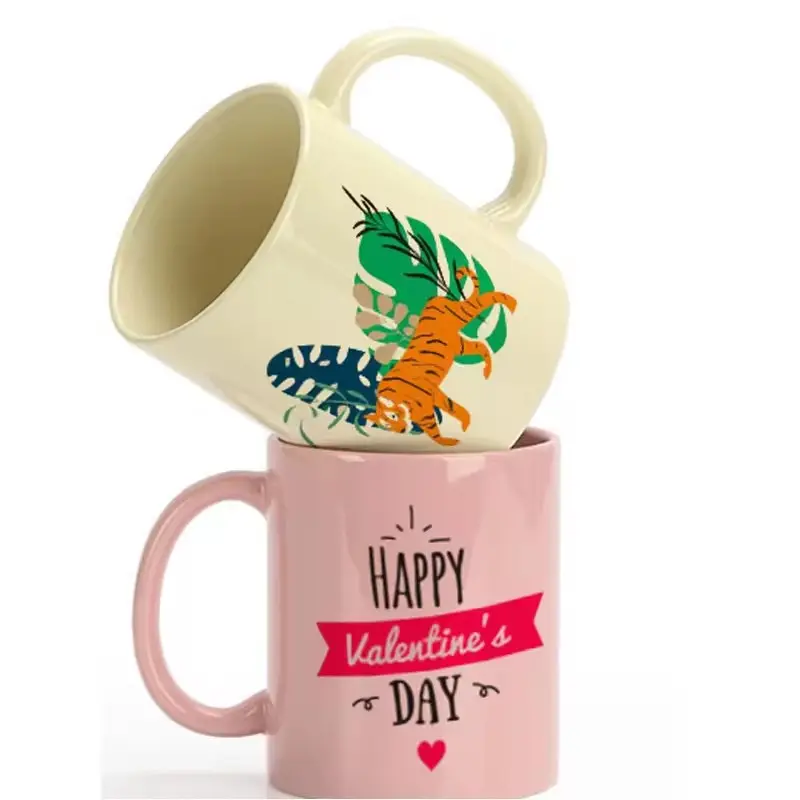 A Grade 11 oz Sublimation Blank Yellow/Pink Ceramic Mug/ Coffee Mug For Promotion Custom Gifts