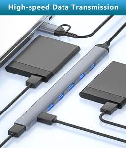 Hub USB et USB-C 7 en 1 en aluminium avec <span class=keywords><strong>station</strong></span> d'accueil USB 3.0, adapté aux ordinateurs portables <span class=keywords><strong>MacBook</strong></span> <span class=keywords><strong>Pro</strong></span>, PS5 - Product Image 4