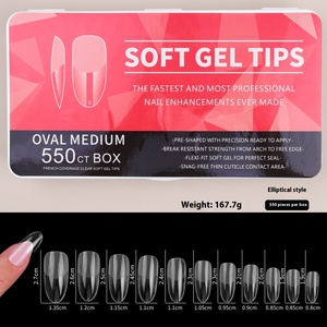 Caja blanca de plástico para explosiones, cubierta completa francesa, exfoliante ultrafino sin costuras, gota de agua larga, almendra, <span class=keywords><strong>uñas</strong></span> postizas no talladas - Product Image 3