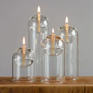 Lámpara de vela de aceite para eventos de boda, accesorio decorativo con forma de bola superior, campana de cristal alta