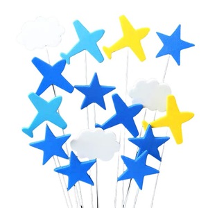 Foam Cake Toppers Airplanes Clouds Stars Birthday Decorations Handmade Die Cut Round Shape - Product Image 5