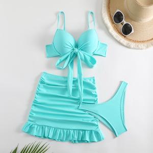 Купальный Комплект женский купальный костюм, 3 предмета, женский купальник, бикини с логотипом, комплект бикини на заказ для продажи - Product Image 6