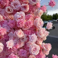 8ft X 8ft Seide künstliche rosa Rose Blumen wand Luxus dekorative Blumen wand Hintergrund