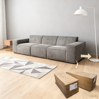 Canapé de compression gris de qualité supérieure en velours côtelé canapé modulaire 3 places avec rembourrage en peluche pour salon confortable