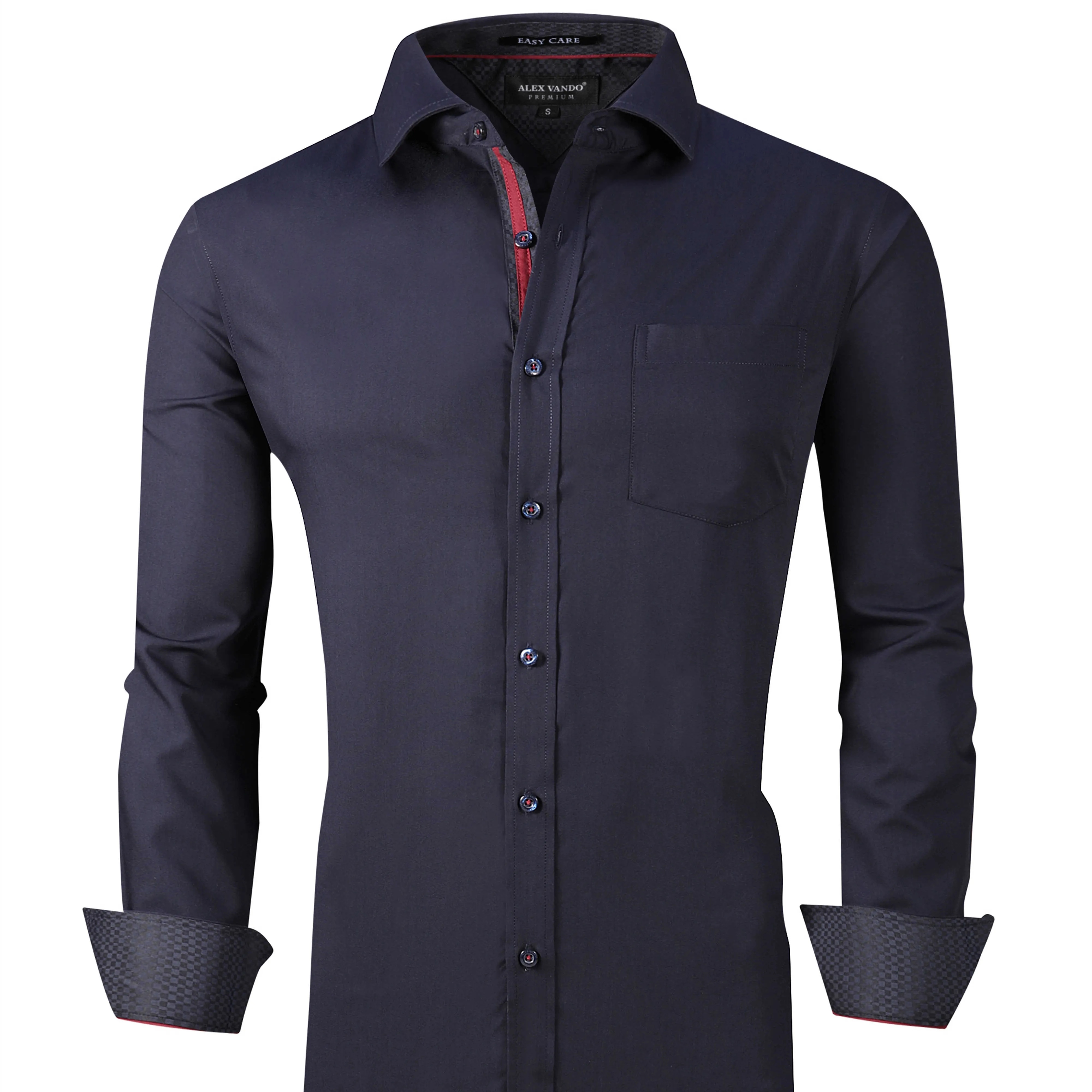 Custom long sleeves solid color plain men's business formal dress shirt OEM casual shirts High quality plus size