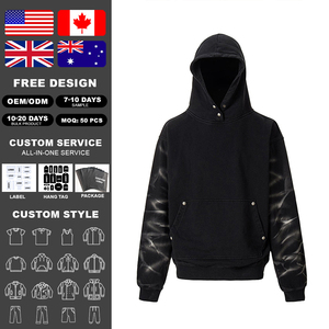 Sudadera con Capucha KingSen para Hombre, Algodón Lavado de Alto Gramaje, Mangas Tie-Dye, Ajuste Holgado, Estilo Urbano, Personalizable OEM, Venta al por Mayor - Product Image 2