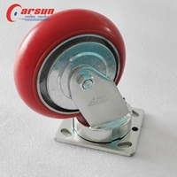 Roulettes industrielles robustes de 6 pouces, roues en polyuréthane avec noyau en fonte, roulettes pivotantes en acier avec plaque de recouvrement en fer rouge, OEM, garantie 1 an, 6 mm