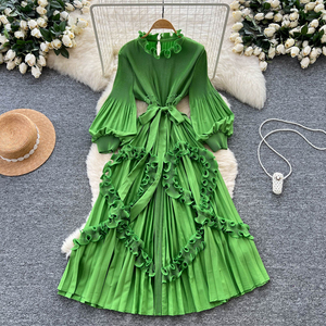Vestidos Mujer Dama Elegante Modesto <span class=keywords><strong>Issey</strong></span> <span class=keywords><strong>Miyake</strong></span> <span class=keywords><strong>Vestido</strong></span> Plisado 3D Ruffle Linterna Manga Vestidos Plisados Mujeres Casual - Product Image 3