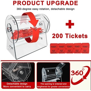 Caja giratoria de acrílico transparente para sorteo con 200 boletos, capacidad para hasta 2000 boletos, portátil - Product Image 4