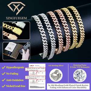 Wholesale 925 <b>Silver</b> White/Yellow/Rose Gold Plated Cuban Chain GRA Certificate Slim Chain 6mm Wdth Vvs Moissanite <b>Bracelet</b> - Product Image 3