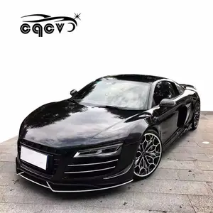 Kit de corpo de fibra de carbono, de alta qualidade, cqcv, estilo audi r8, fibra de carbono, spoiler frontal, difusor traseiro e saias laterais para audi r8