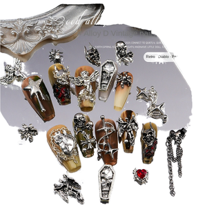 Móng tay quyến rũ 3D hợp kim sọ móng tay nghệ thuật quyến rũ Gothic retro móng tay đồ trang sức cổ điển Halloween móng tay phụ nữ kỳ nghỉ bên tự làm móng tay - Product Image 1