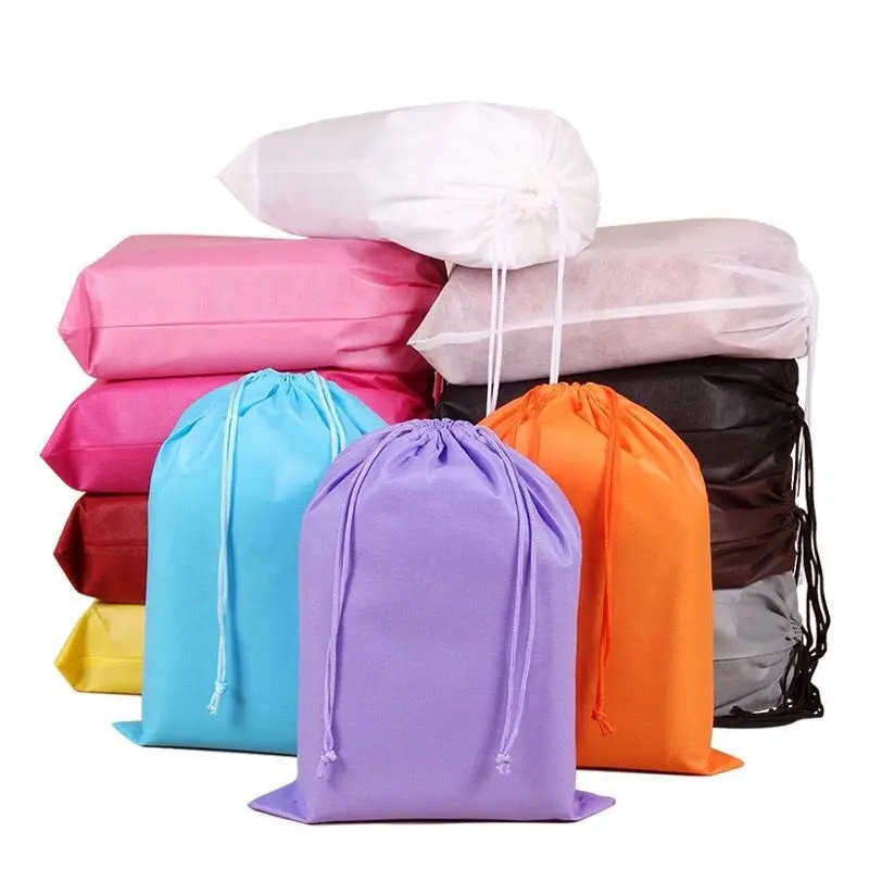 10 renk mevcut toptan ucuz özel logo küçük dokumasız büzgülü çanta hediye paketleme için