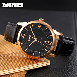 Reloj cronógrafo redondo para hombre, correa de cuero de lujo, reloj de cuarzo resistente al agua 30M, relojes al por mayor - Product Image 1