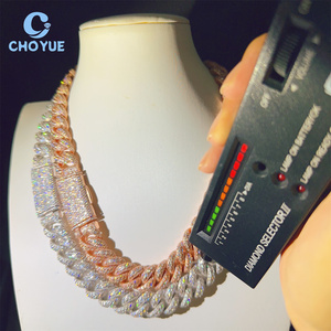 Miami Cuban Link 925 Sterling Silver VVS Moissanite Diamond 15MM <b>Iced</b> <b>Out</b> Cuban Link <b>Chain</b> Buss Down Hip Hop Jewelry Necklace - Product Image 2