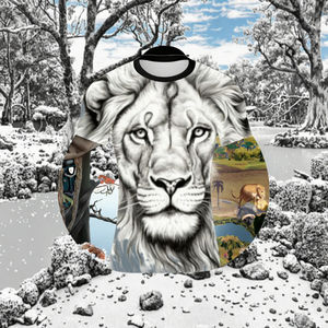 Camiseta de Verano para Hombre, Talla Grande, con Estampado 3D de León Luchando, Manga Corta, Tejida en Poliéster, Negra y Blanca, Transpirable y de Secado Rápido - Product Image 3